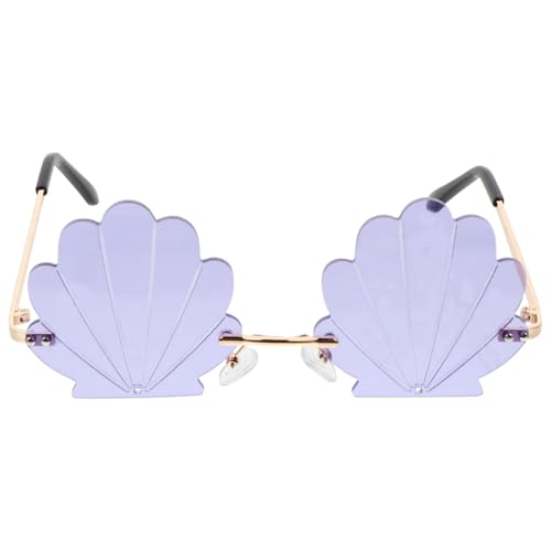 PATKAW Rimless Seashell Sunglasses, 14.5x13x5.5cm, Seashell Shape Sunglasses, Novelty Sunglasses for Unisex, Party Supplies Photo Props| Purple