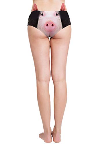 Cat And Dog Boy Shorts Panties With Ears For Pet Lovers - Sexy Funny Novelty Women's 3D Printed Cheeky Hipster Underwear… (Large, Black Pig) #TOP3