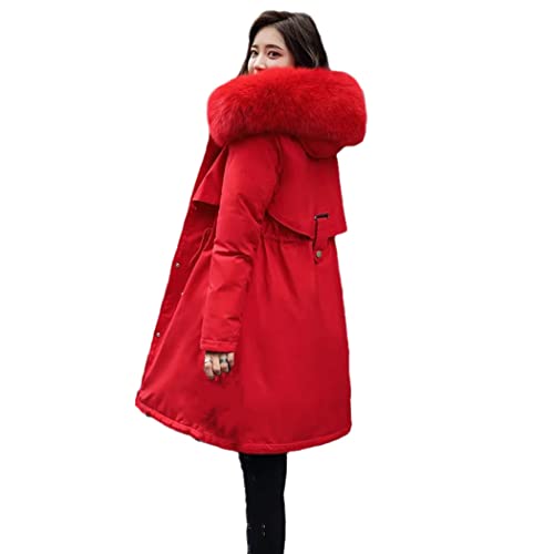 Manteau rembourré femme rouge XXL grande taille veste parka hiver mi-longue