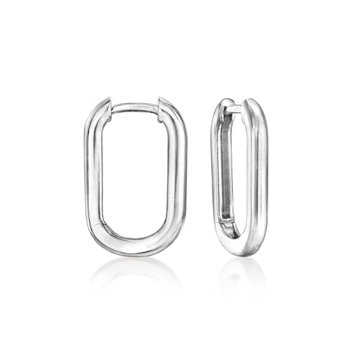 Ross-Simons Italian Sterling Silver Medium Paper Clip Link Hoop Earrings