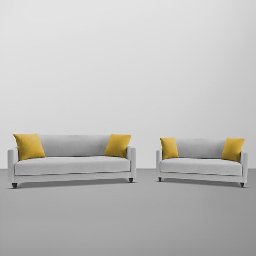 Image of Casaliving Dominic 3 + 2 Seater Sofa Set for Living Room (Grey) Premium Fabric Sofa