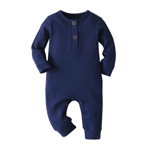 Image of Eghunooy Baby Boy Girl Solid Color One Piece Romper Jumpsuit Outfits Clothes