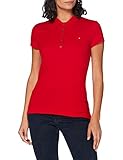 Seitliche Rückenschlitze Tommy Hilfiger Damen NEW CHIARA STR PQ POLO SS Poloshirt, Rot (APPLE RED 611), 38 (M)