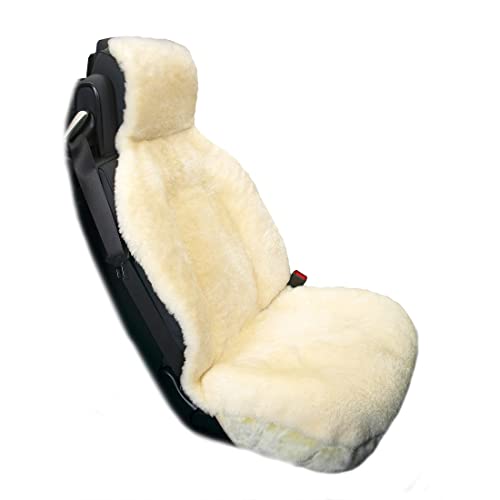 Eurow Genuine Australian Sheepskin Sideless Seat Cover Ultra-Dense Real Sheepskin for Year-Round Comfort Padded Slip-Resistant Backing Airbag Compatible Easy Install Universal Fit Champagne