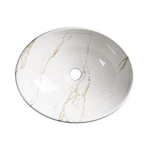 Cuba de Louça Apoio Oval 41 cm (Bari Mármore Carrara)