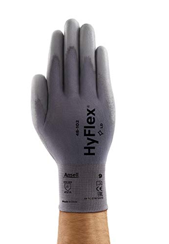 Ansell HyFlex 48-102 Thin Work Gloves, Stretch Fit Nylon Liner with Flexible PU Coating - Image 2
