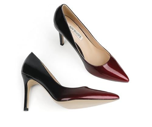 JOY IN LOVE Women's Pump Shoes 3.5" High Heels Pointy Toe Stiletto Pumps Wine Black 9US by JOY IN LOVE - Used condition - Image 4