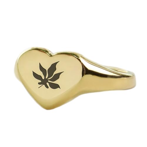 Bague cadeau cœur et feuille d'automne vintage pour un anniversaire mémorable