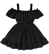 AGQT Toddler Girls Floral Print Dress Chiffon Off Shouler Casual Dress Ruffle Hem Tunic Dress Siz...