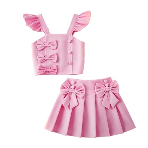 Ensemble 2 pièces d'été pour fille avec haut court à volants et jupe plissée 6f28