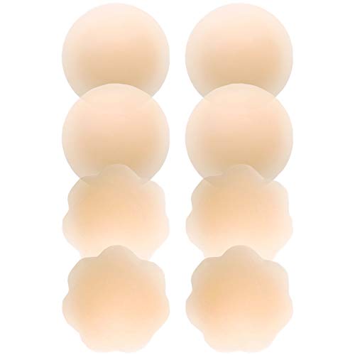 QUXIANG 4 Pairs Pasties Women Nipple Covers Reusable Adhesive Silicone Nippleless Covers