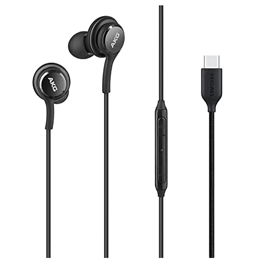 2020 Earbuds Stereo Headphones for Samsung Galaxy Note 10, Note 10+, Galaxy S10, S9 Plus, S10e - Designed by AKG - Braided Cable with Microphone and Volume Remote Type-C Connector - Black