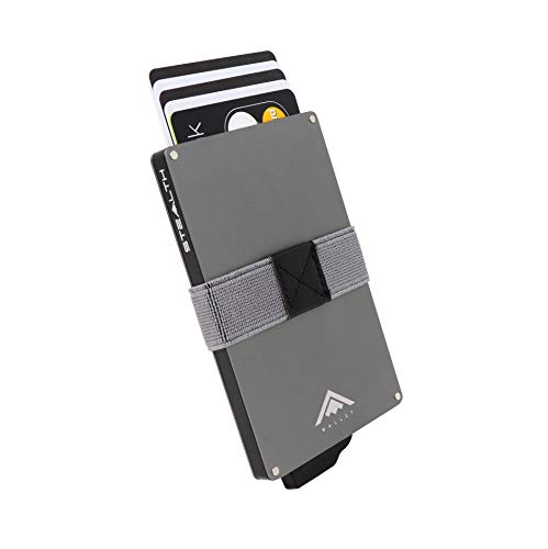 STEALTH Wallet - RFID Bloqueo de la Tarjeta de crédito Ejector de la Cartera - Cartera de Cuero Minimalista para Tarjetas y Efectivo con protección RFID (Gris)