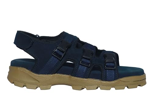 Image of Men's Suede Sports Sandals | Adjustable Strap Design | Lightweight Airmix Sole | Comfortable Sandals | Anti-Slip Casual Footwear | Blue-8
