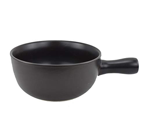 HASAYAKI Moule à fondue à fromage en céramique ignifuge,noir mat,diamètre 22,5 cm.Capacité de 2,5 L.Résistance à la chaleur du matériau naturel...