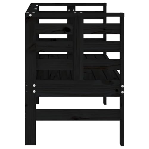 Banco de jardín negro 111,5 cm de madera de pino con respaldo 6