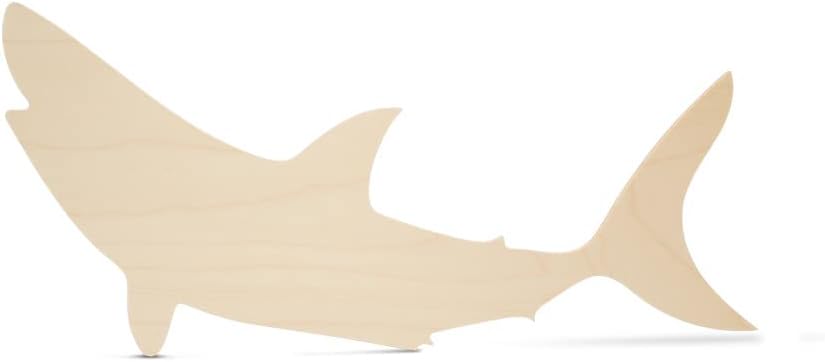 Unfinished Wooden Shark Cutout 17 inch, 5 Pcs Wooden Shapes for Crafts and Summer & Nautical Decor and Crafting, by Woodpeckers