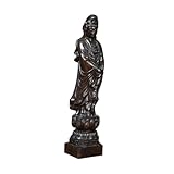 NUOBESTY Avalokiteshvara Buddha Statue aus Holz 22cm Handgeschnitzte Buddha Dekoration für Schreibtisch und Zuhause Antikes Buddhistisches Holzornament
