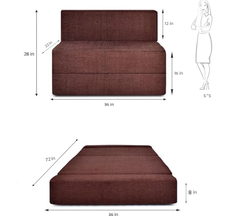 Image of Convertible Sofa Chair Bed, 3-in-1 Sleeper Chair with Foldable Design, Modern Upholstered Lounge Accent Chair, Space Saving Single Sofa Bed for Living Room, Bedroom & Small Spaces (Brown (FA106))