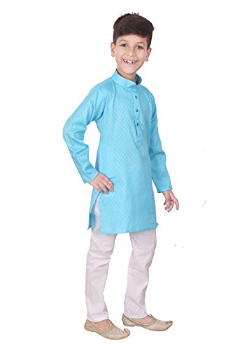 Indian Cotton Kurta Set For Boys | Kids Ethnic Wear | Traditional Festive Wedding Wear | Boy Party and Casual Dress| Pack of 1 (FRZ, S-101)4