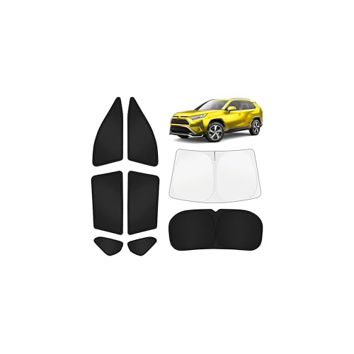 Image of KUST Car Window Shades for Toyota RAV4 2019-2025 Windshield Sun Shade Side Window Cover UV Block Privacy Protection Rav 4 Accessories for Camping Blackout Rear Back Full Set 8PCS