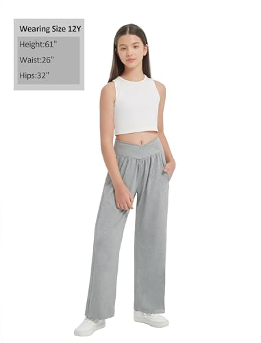 Image of EXARUS 3 Pack Girls Wide Leg Pants Baggy /Tapered Loose Casual Summer | Teen Flowy Tween Beach School Vacation Trousers Youth Junior Preteen Bottoms Lightweight Soft Kids 6-14Y