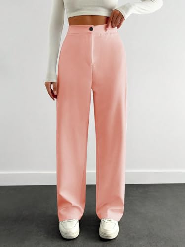 Image of Toochki Trousers for Woman Pants Women's Formal Office Korean | Beige Black Track Pant | Straight | Cotton Spandex Stretchable Trouser | High-Waisted Bottom Wear