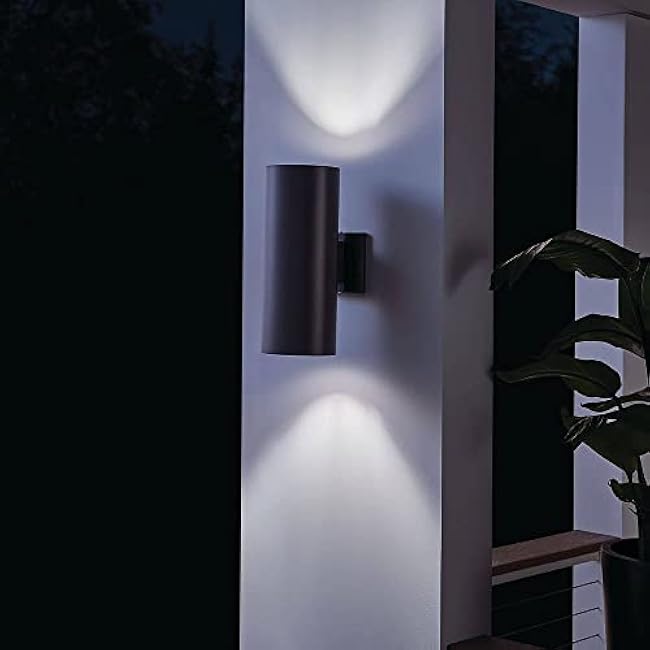 Kichler Cylinders 15 2-Light Outdoor Cylinder Wall Sconce in Architectural Bronze, (15 H x 5.75 W), 9246AZ