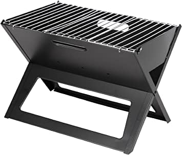 RIVUGJA Barbecue Grills - Foldable Charcoal Barbeque Grill | Easy To Assemble, Efficient Heat & Smoke Circulation | Outdoor Bbq Grill Tools For Camping Picnics Traveling - Stellar Black