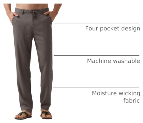 Image of Willit Men's Linen Pants Casual Lightweight Drawstring 29 inch 30 inch 32 inch