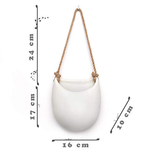 Kazai.® | Keramische plantenbak hangvaas | Set van 2 | Mat wit - Afbeelding 5