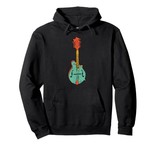 Funky Retro Mandolin Minimalist String Instrument Graphic Pullover Hoodie