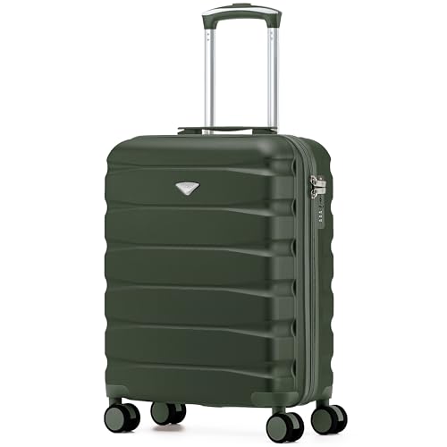 Flight Knight Lightweight Travel Suitcase 55x40x20cm | Hard Shell Carry On Luggage with Aluminum Telescopic Handle, 8 Wheels & TSA Lock | Approved for Ryanair Priority, TUI & 60+ Airlines