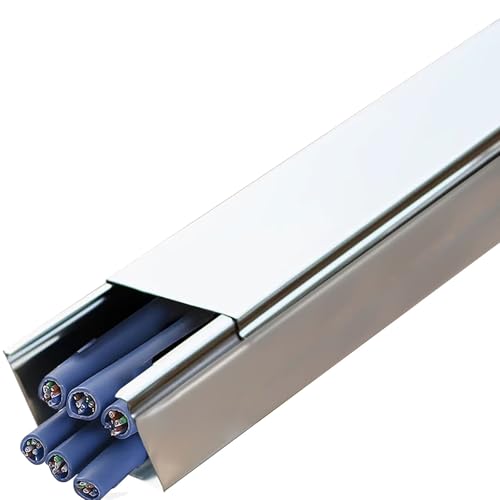 Canaleta para cables montada con tornillos, cubierta de cables eléctricos de acero inoxidable para pared y piso, previene tropiezos (plateado, 20 x 15 mm) miniatura 1