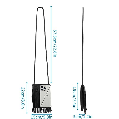 Image of Women Leather Fringe Messenger Bag Mini Hobo Crossbody Tassel Shoulder Bags