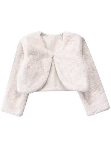 Kids Girls Faux Fur Wraps Shawl Jacket Bolero Shrug Flower Girls Tippet Cardigan Winter Dress Cover Up Outwear3