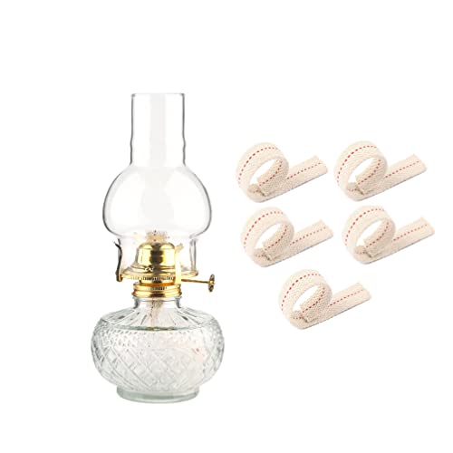 Lámpara de Aceite de Gran Capacidad de 500 ml - lámpara de Cristal de chimeneas de Chimenea de chimeneas de lantidez de parafina de huracán con 5 mechas for Uso de Cocina Interior