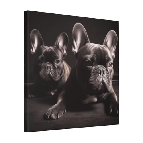 Toile bouledogue français 40x40 cm de QMNKLET pour décoration murale
