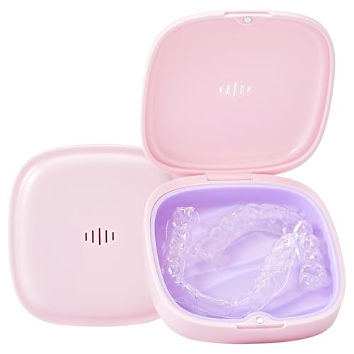 Gaboolo Retainer Case Slim Aligner Case with Vent Holes Removable Inner Tray Silicone for Easy Cleaning (1Pack Pink Purple)