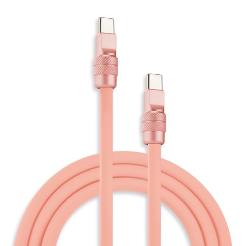 Image of chubbycable Chubby 2.0 Fast Charging Cable Durable Soft Silicone USB C Cable 240W Extra Thick Phone Charger Cord Data Transfer Cord, Pink+Pink, Type-C to Type-C, 13.1 FT