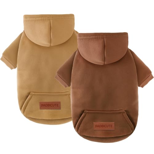 Image of 2 Pack Dog Hoodie Warm Hood Dog Sweater Cold Weather Small Dogs Sweatshirt Comfort Pet Clothes for Small Medium Dogs with Pockets Cats Chihuahua Clothes for Male Female Girl Boy Sporty Daily Wear