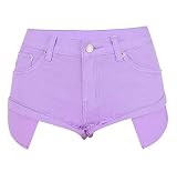 Ladyful Women's Casual Denim Shorts Colorful Rolled Frayed Hem Beach Jean Short for Summer X-Small