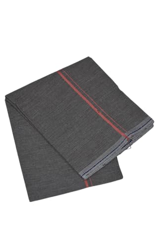 Image of Pure Cotton Dhoti for Men (1.28 x 1.87 m) | Solid Panchalu with Varied Small Color Border | Kerala Cotton Veshti, Khadi Dhoti | Lightweight Pooja & Temple Wear