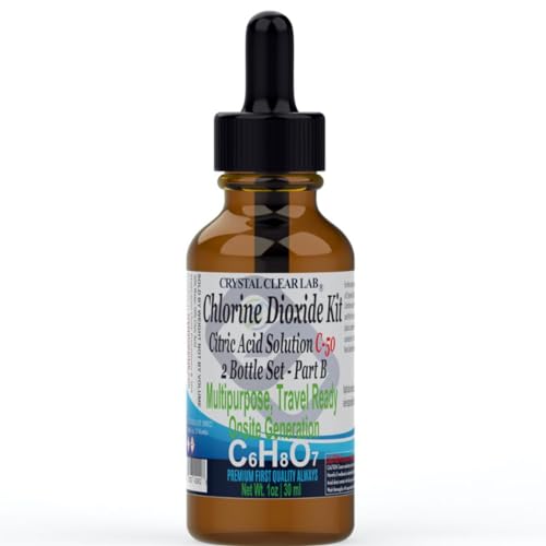 Complete Chlorine Dioxide Kit 1:1 Citric Acid Sodium Solution Classic Liquid 2 Part Set (1 oz)