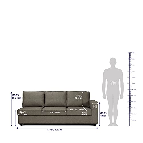 Image of Wakefit Sofa Set | 3 Year Warranty | Sofa 3 Seater, 3 Seater Sofa for Living Room, Wooden Sofa Set, 3 Seater + Right Aligned, Sofa for Living Room - Napper(Omega : Grey)