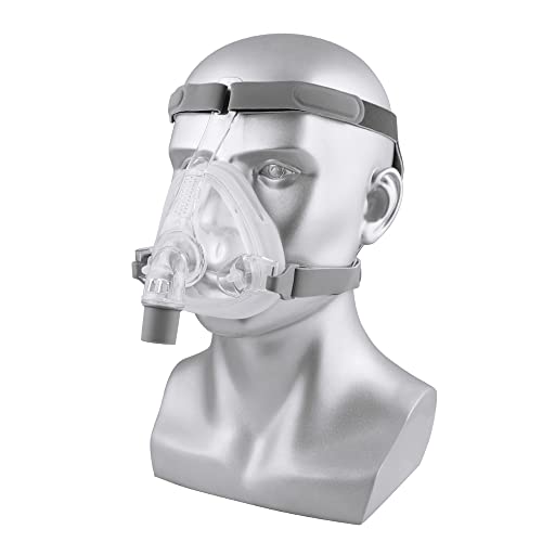 Vollgesichtsmaske Schlafmaske C-P-R-Maske für Schlaf-Apnoe-Schnarchen, frei einstellbares Kopfband, Universal (M)