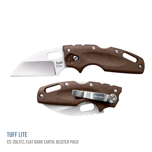 COLD STEEL Tuff Lite 2.5" AUS8A Sheepsfoot Razor-Sharp Plain Blade 3.5" Griv-Ex FDE Handle Pocket Folding Knife, Blister Pack