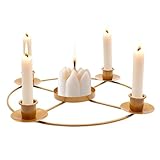 ZHIYUQL® Adventskranz Modern Metall Advent Mit 5 Kerzenhaltern, Gold Adventskerzenhalter Gestell Tisch, Adventsgestecke Adventsgesteck Stumpenkerzen Weihnachten Tischdeko Für Weihnachtsdeko