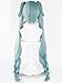 Half and Half Long Curly Green Double Ponytail Braid Wig with Bangs 37.5'' Anime Light Teal Pigtails Twin Tail Costume Wigs for Women Halloween Party Daily