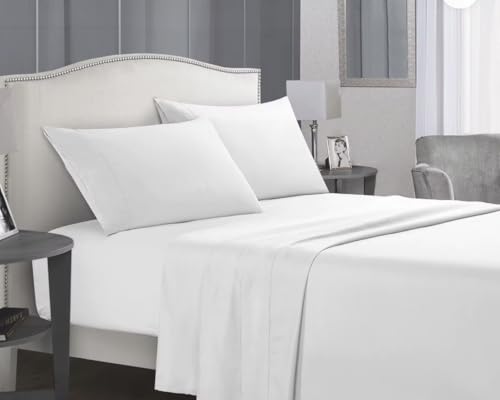 Luxury Queen Size Bedsheet Set – 4-Piece Solid Dyed Bedding – Ultra Soft 100% Polyester Sheets – Home & Hotel Bedding for Women, Men, Kids - – Wrinkle-Resistant, Fade-Proof - Multicolors (White)